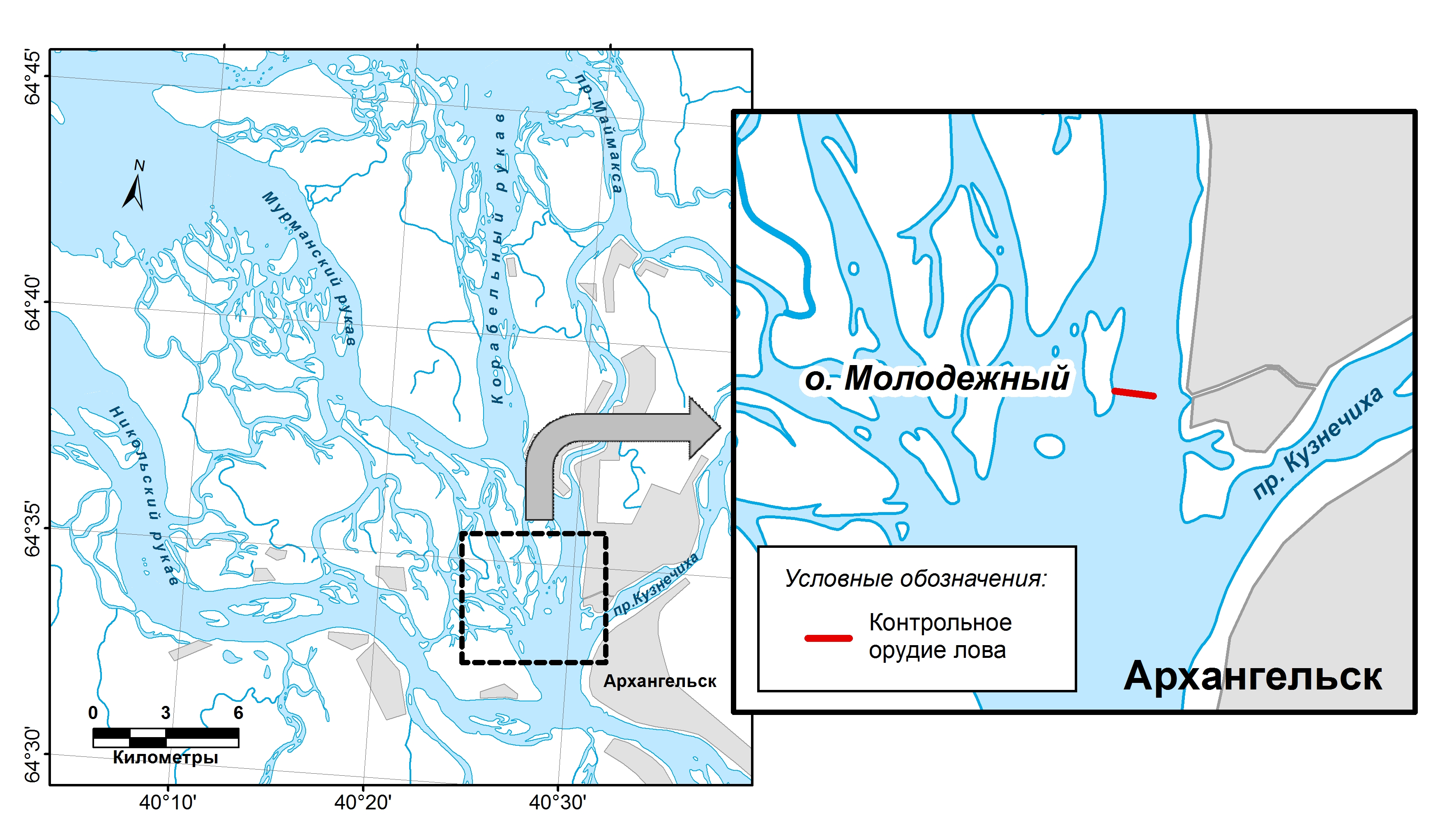 Карта устья северной двины белое море